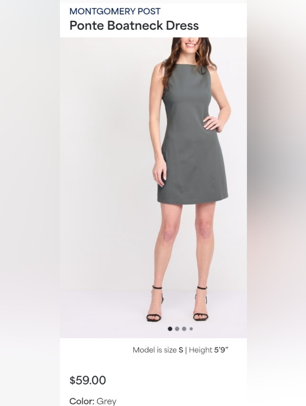 Montgomery Post Grey Ponte Boatneck Mini Dress